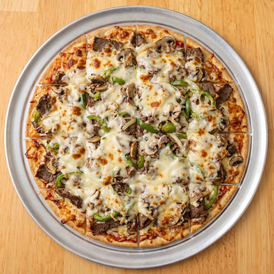 Steak Bomb Pizza.