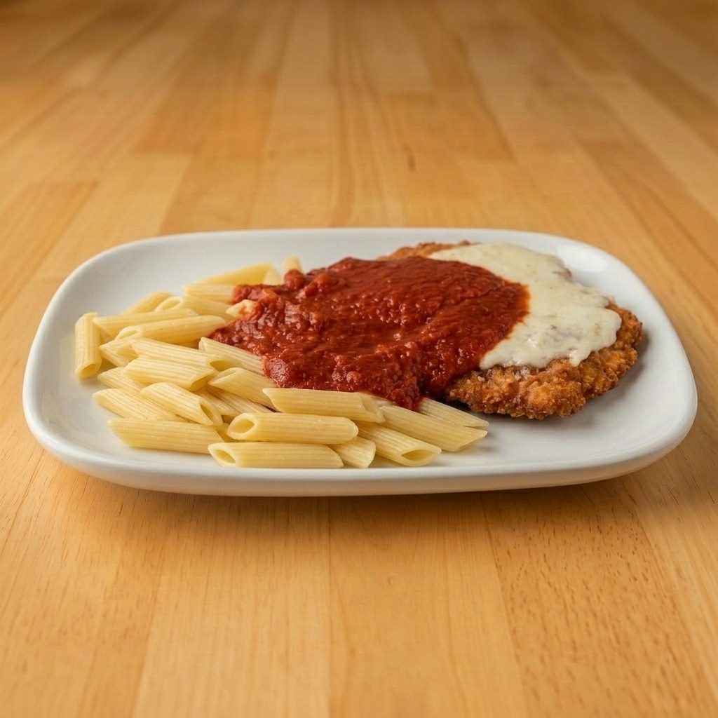 Penne Pasta with Chicken or Veal Parm.
