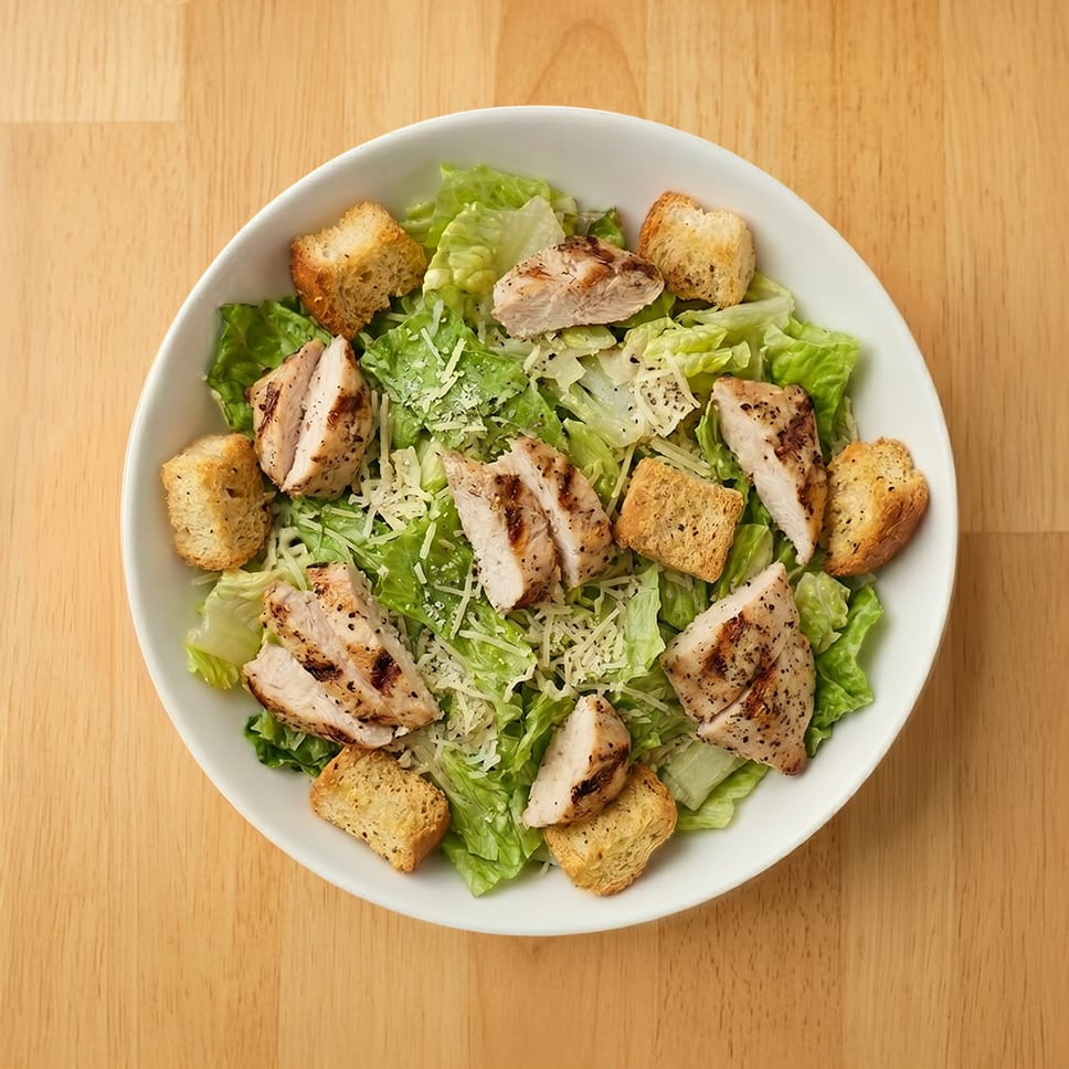 Grilled or Crispy Chicken Caesar Salad.